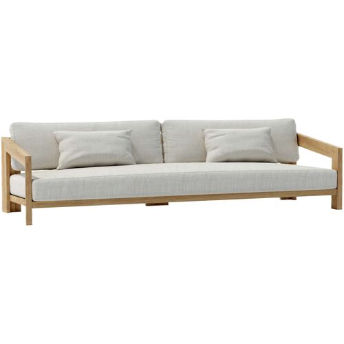 Deluna 4-Seat Outdoor Teak Sofa, Linen Natural Sunbrella