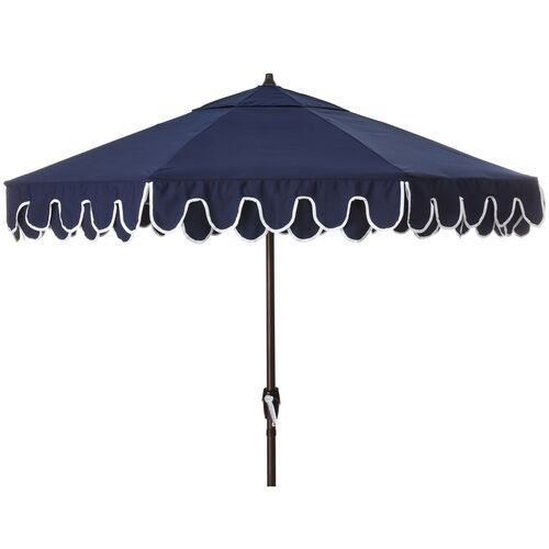 Phoebe Double Scallop Patio Umbrella, Navy~P77572092