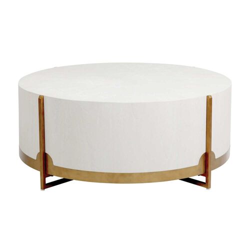 Clifton Round Coffee Table, White Cerused Oak ~P77606284