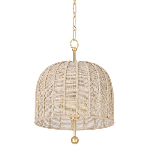 Lonnie Abaca Pendant, Vintage Gold Leaf Lonnie Abaca Pendant, Vintage Gold Leaf
