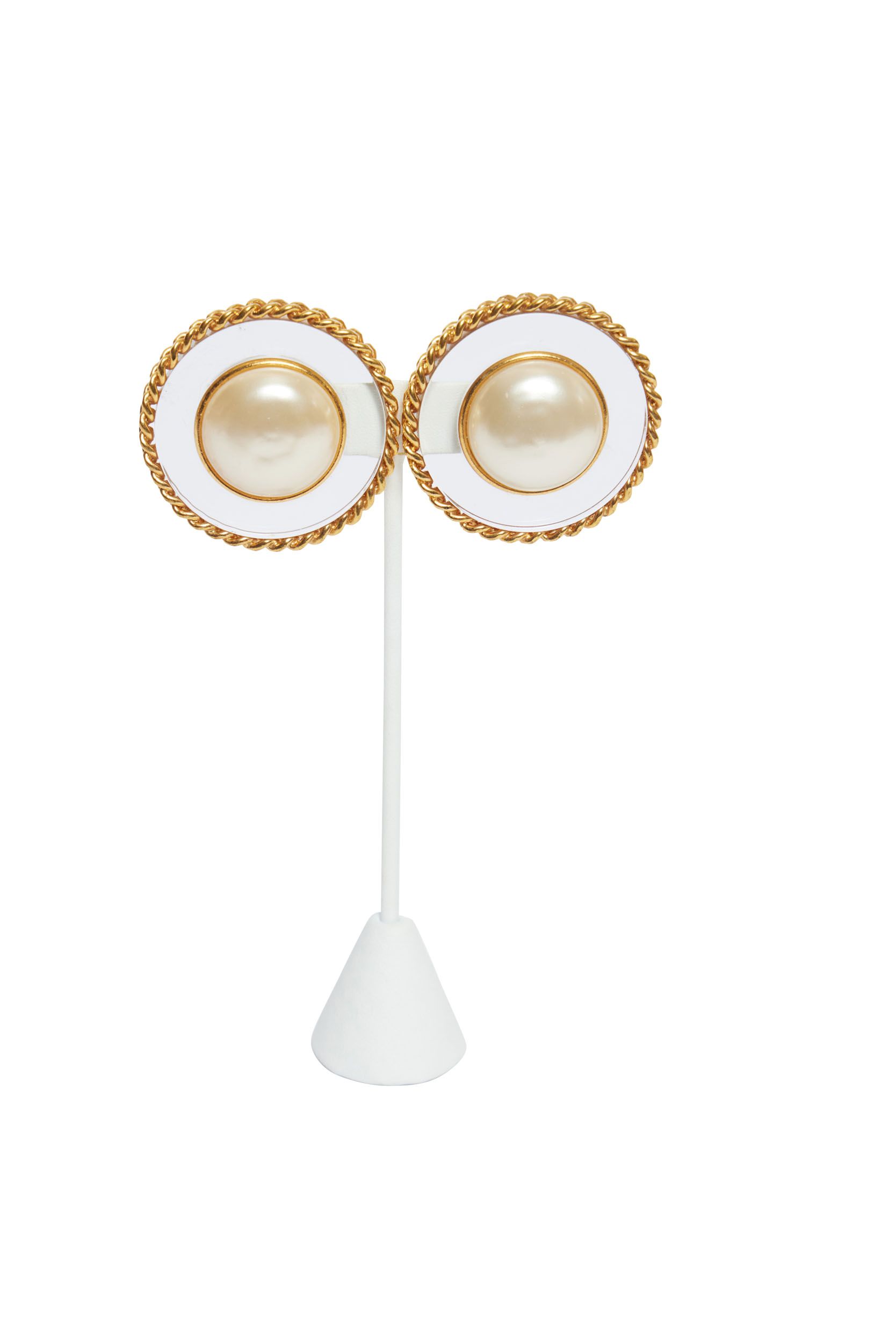 Chanel Large Pearl/Clear Lucite Earrings~P77645659