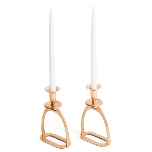 S/2 Stirrup Candleholders, Gold~P77330885