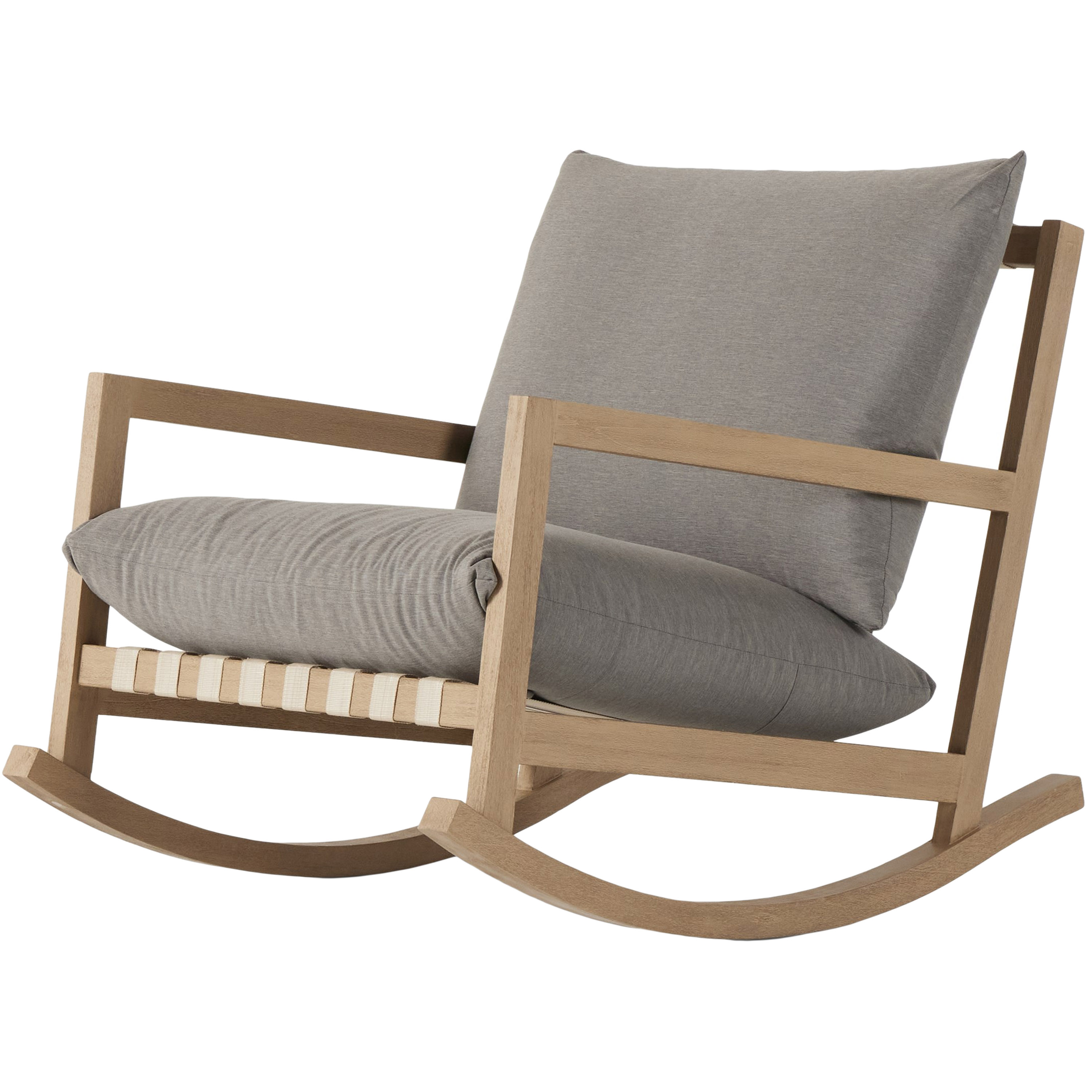 Theo Outdoor Teak Rocking Chair, Washed Brown/Charcoal