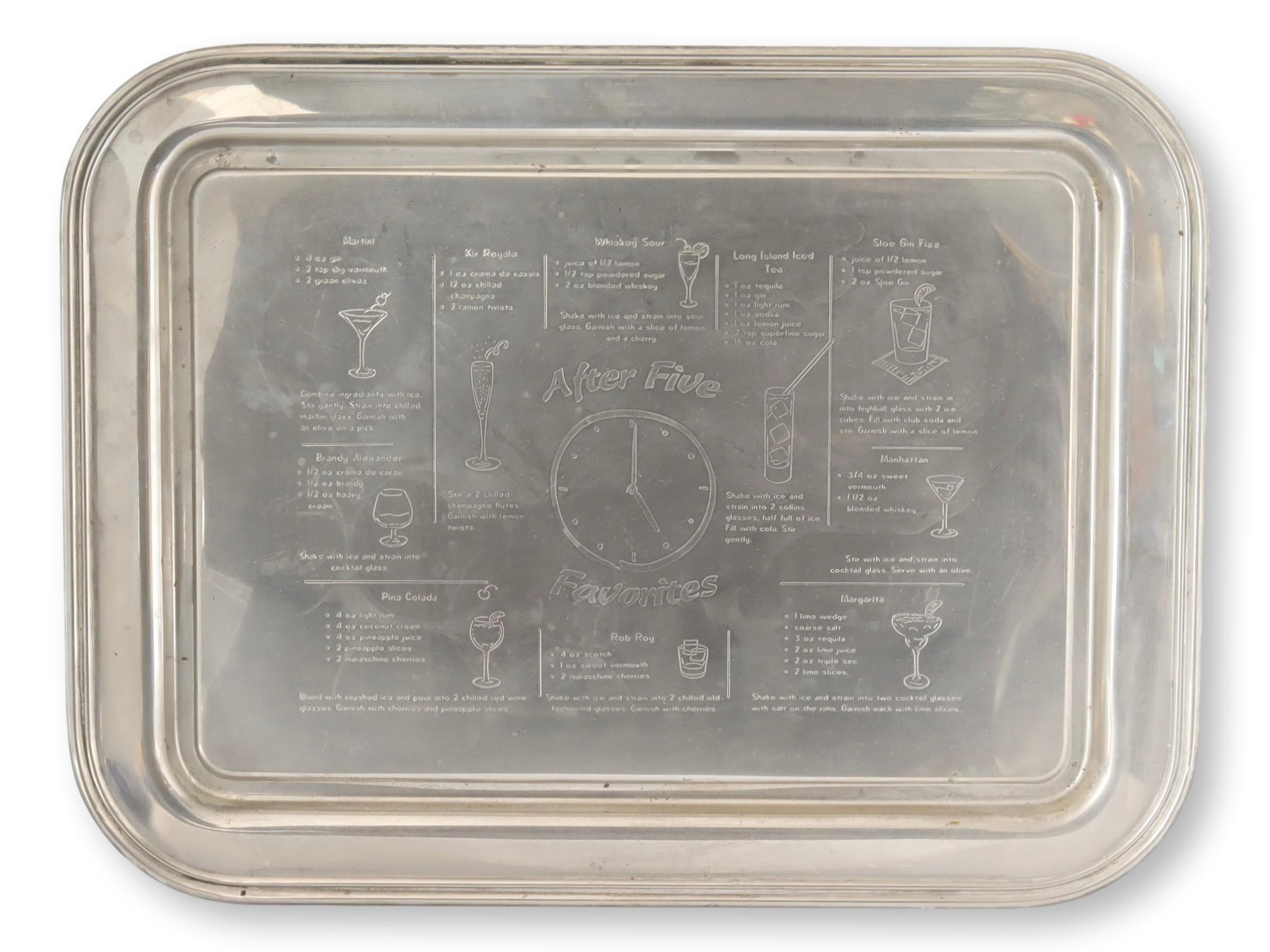 Silverplate Cocktail Recipe Serving Tray~P77673249