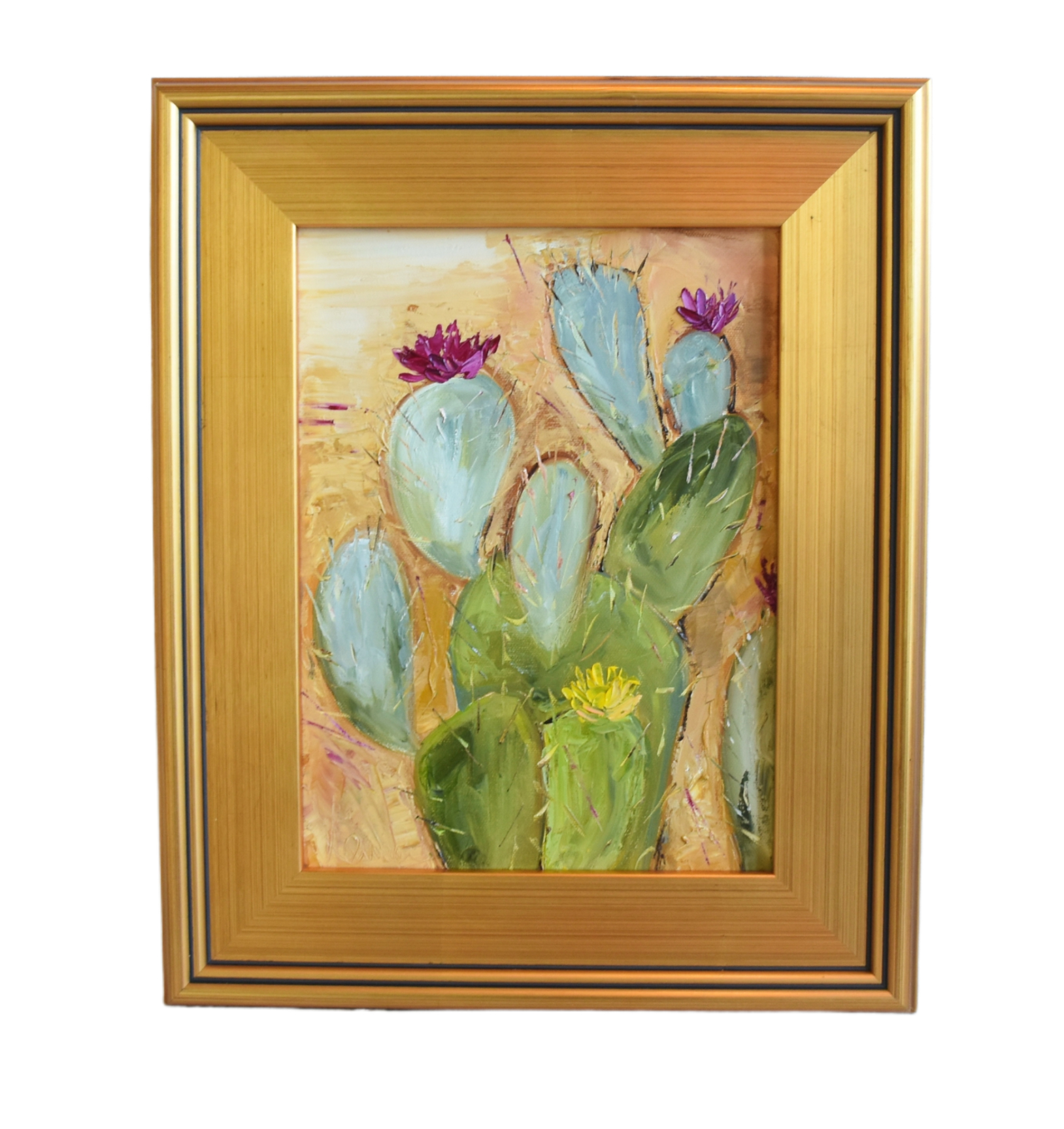 Southwestern Blooming Cactus Painting~P77684385