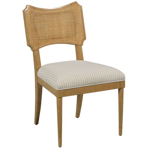 Powers Cane Side Chair, Almond/Ivory Stripe