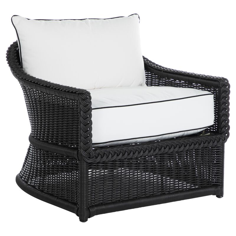 Emilia Black Lounge Chair, White/Black