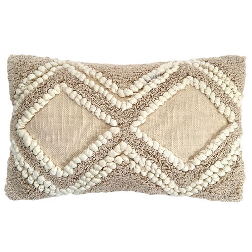 The Nascent, Ember Shaggy 12"x20" Lumbar Pillow, Cream