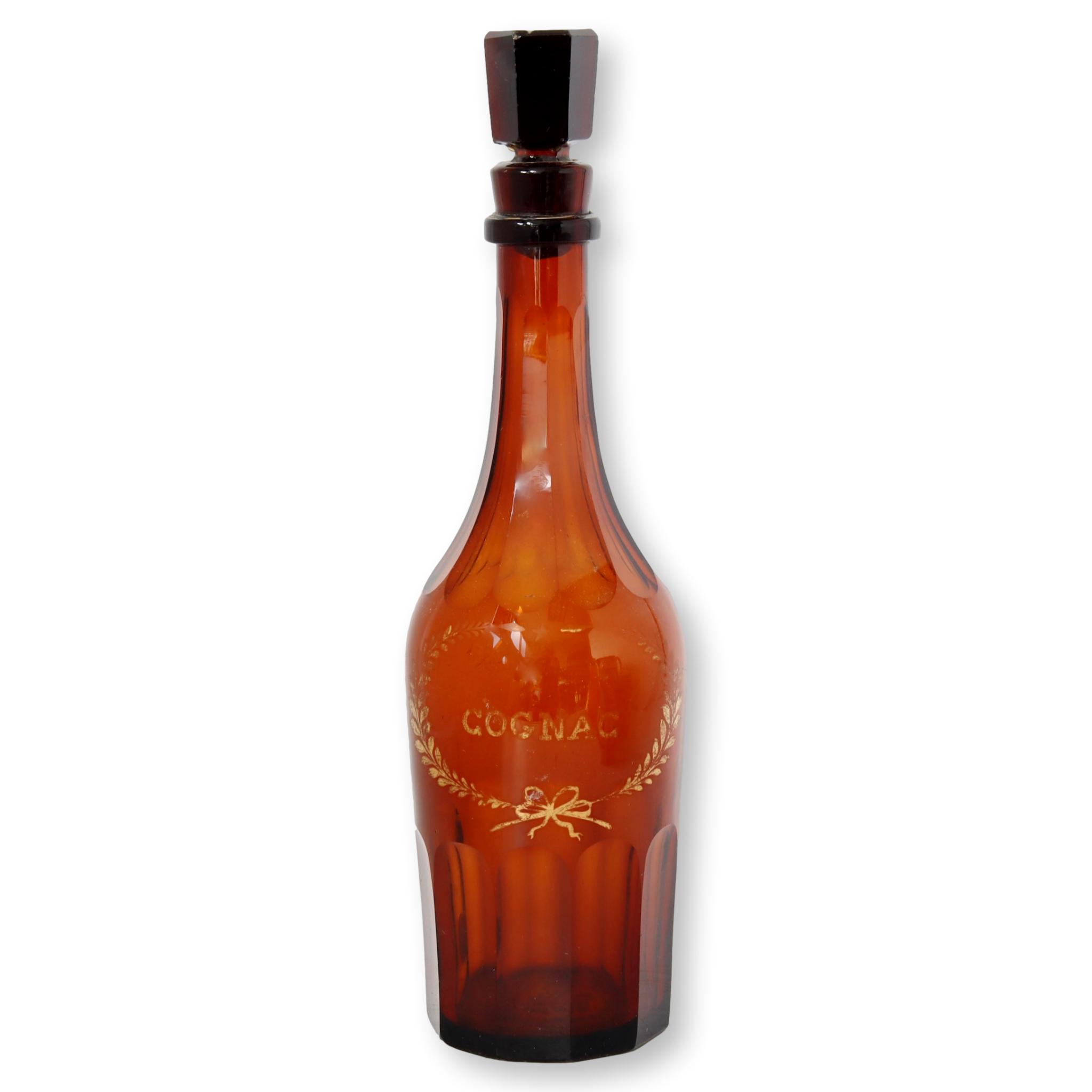 Antique Amber French Cognac Decanter~P77645318