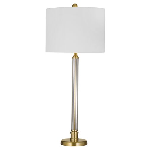 Dio Glass Table Lamp, Clear/Antique Brass