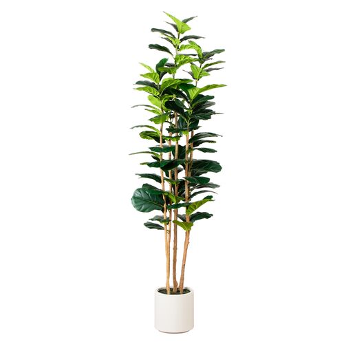 7ft. Artificial Fiddle Leaf Tree in Decorative White Planter