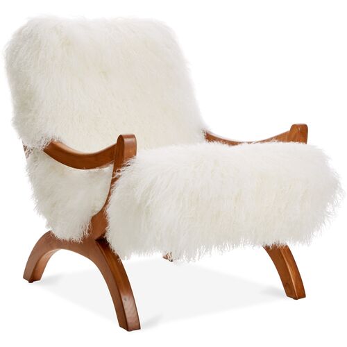 JJ Accent Chair, White Tibetan Fleece~P76809339