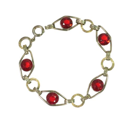 1930s Ruby Crystal Vermeil Bracelet~P77665574