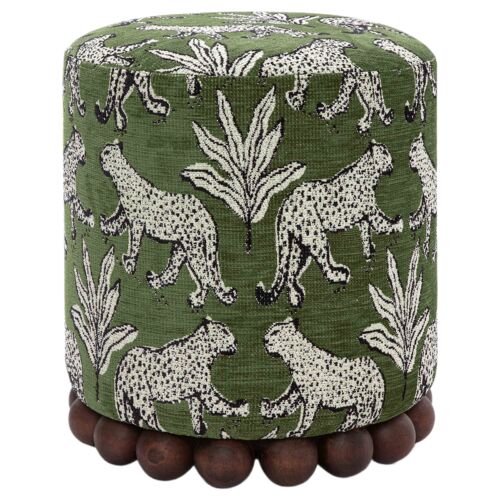 Callie Round Leopard Jaquard Ottoman Callie Round Leopard Jaquard Ottoman