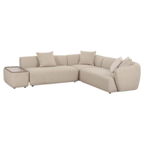 Prynn 4-Piece Chaise Sectional, Cream Boucle Prynn 4-Piece Chaise Sectional, Cream Boucle