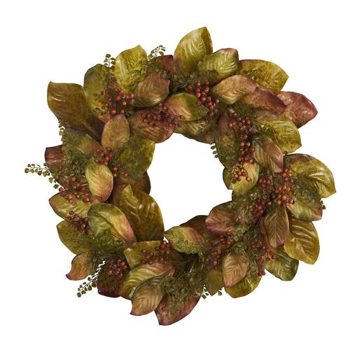 Faux 30" Magnolia/Berry Wreath