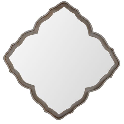 Adriana Scalloped Wall Mirror, Cerused White/Gilded Gold~P111115480