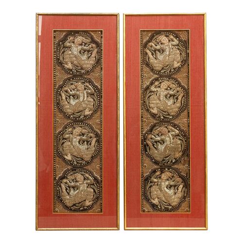 Pair of Antique Embroidered Dancers~P77719127