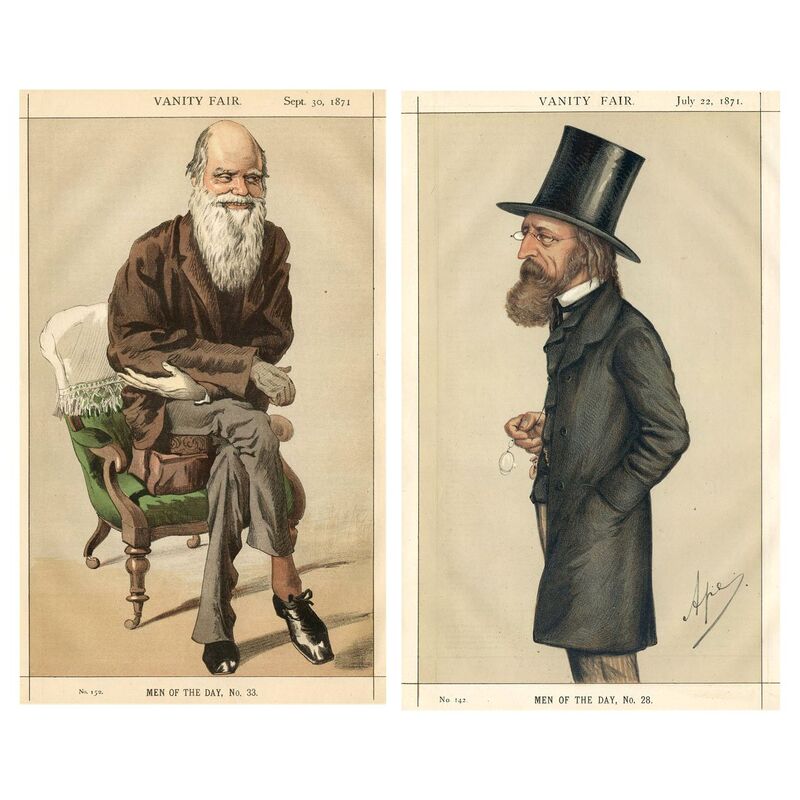 1871 Darwin & Tennyson Portraits, Pair