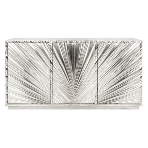 Nerina Sunburst 3-Door Sideboard, Silver