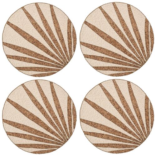 S/4 Royal Palm Cotton/Glass Placemats, Natural/Brown