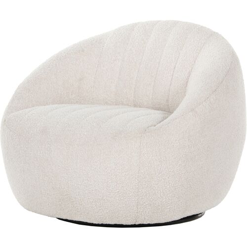 Lilian Performance Boucle Swivel Chair, Natural~P77642232