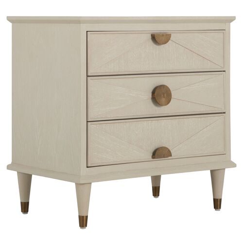 Emberly 3-Drawer Nightstand, White