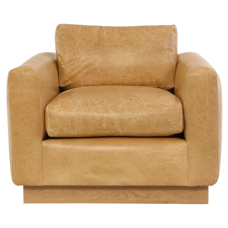 Furh Club Chair, Camel Leather