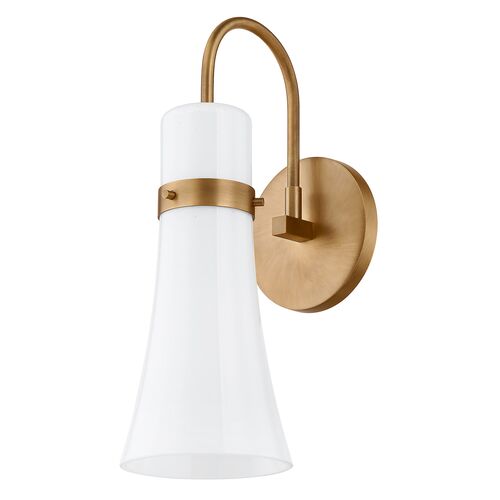 Maple Wall Sconce, Opal Glass/Patina Brass