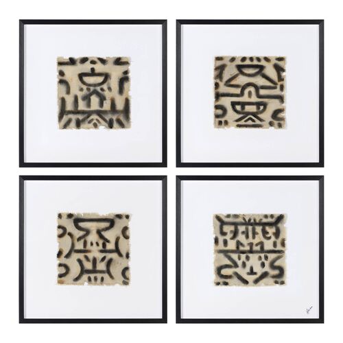 S/4 Stone Echo Abstract Paintings, 24" x 24"