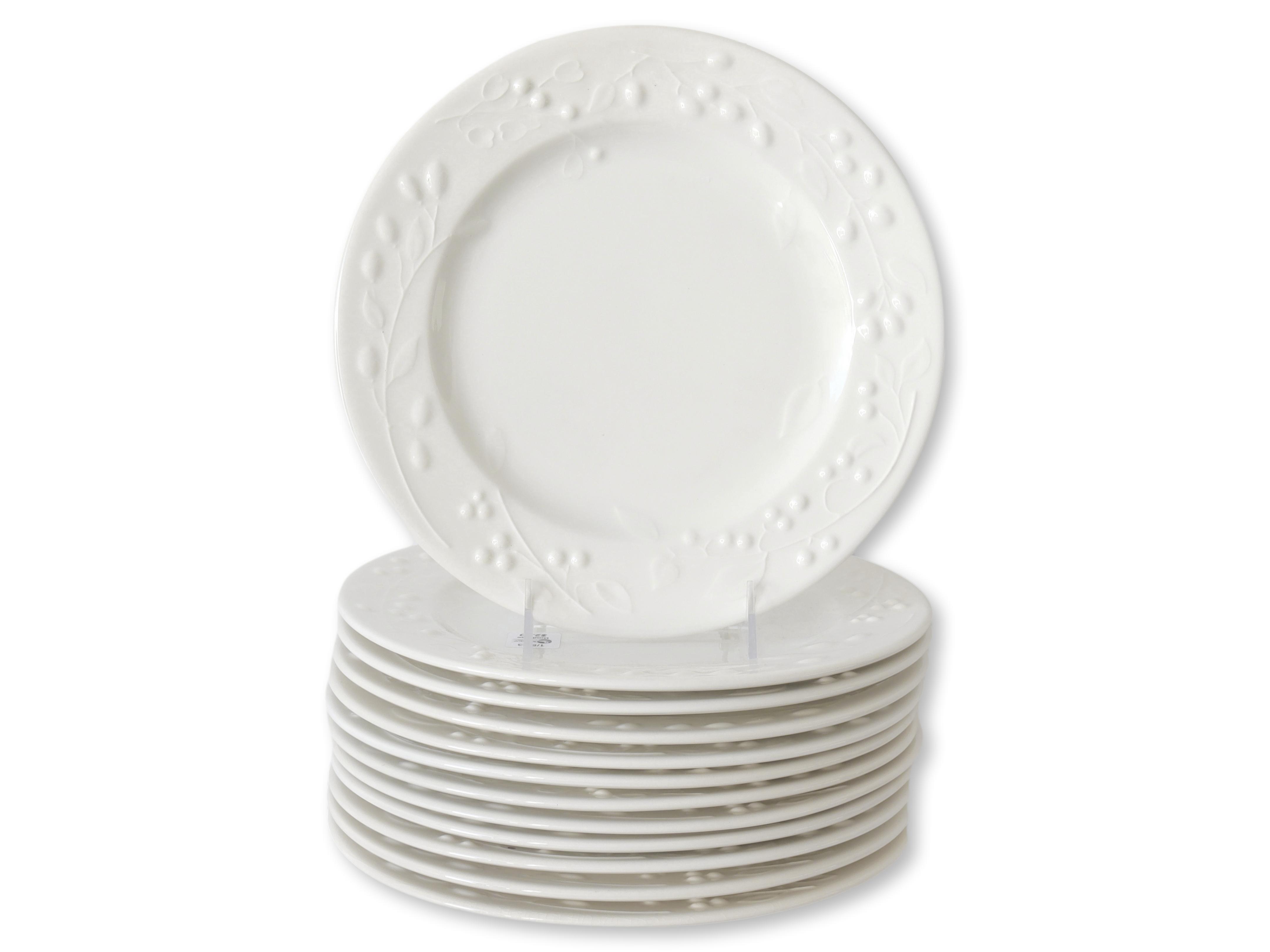 Italian White Faience Dinner Plates S/12~P77669123