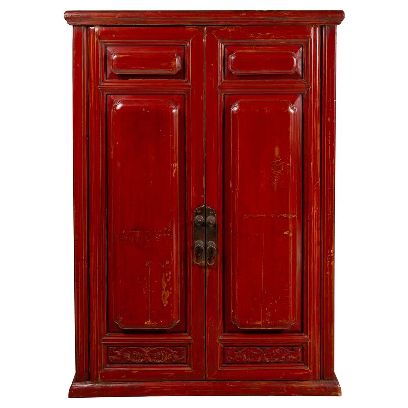 Chinese Red Cabinet with Gold Accents