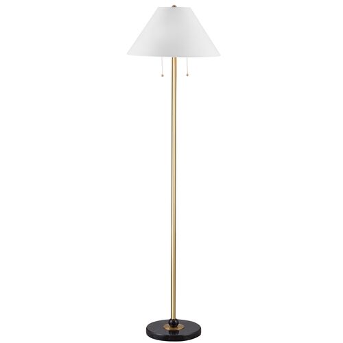 Sofia Marble Floor Lamp, Black/Brass