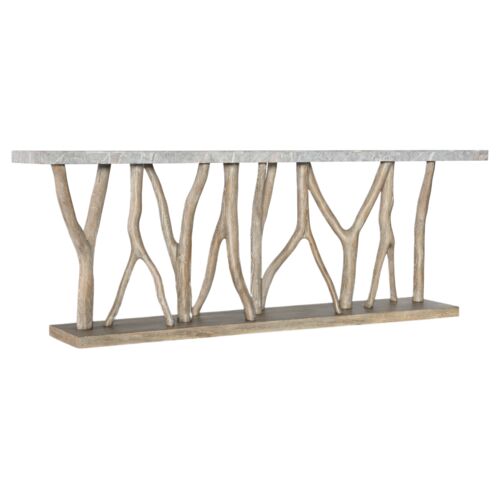 Surfrider Stone Top Tree Branch Console Table, Pecan/Light Natural Surfrider Stone Top Tree Branch Console Table, Pecan/Light Natural