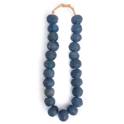 15" Ghanaian Glass Bead Strand, Blue~P77534519