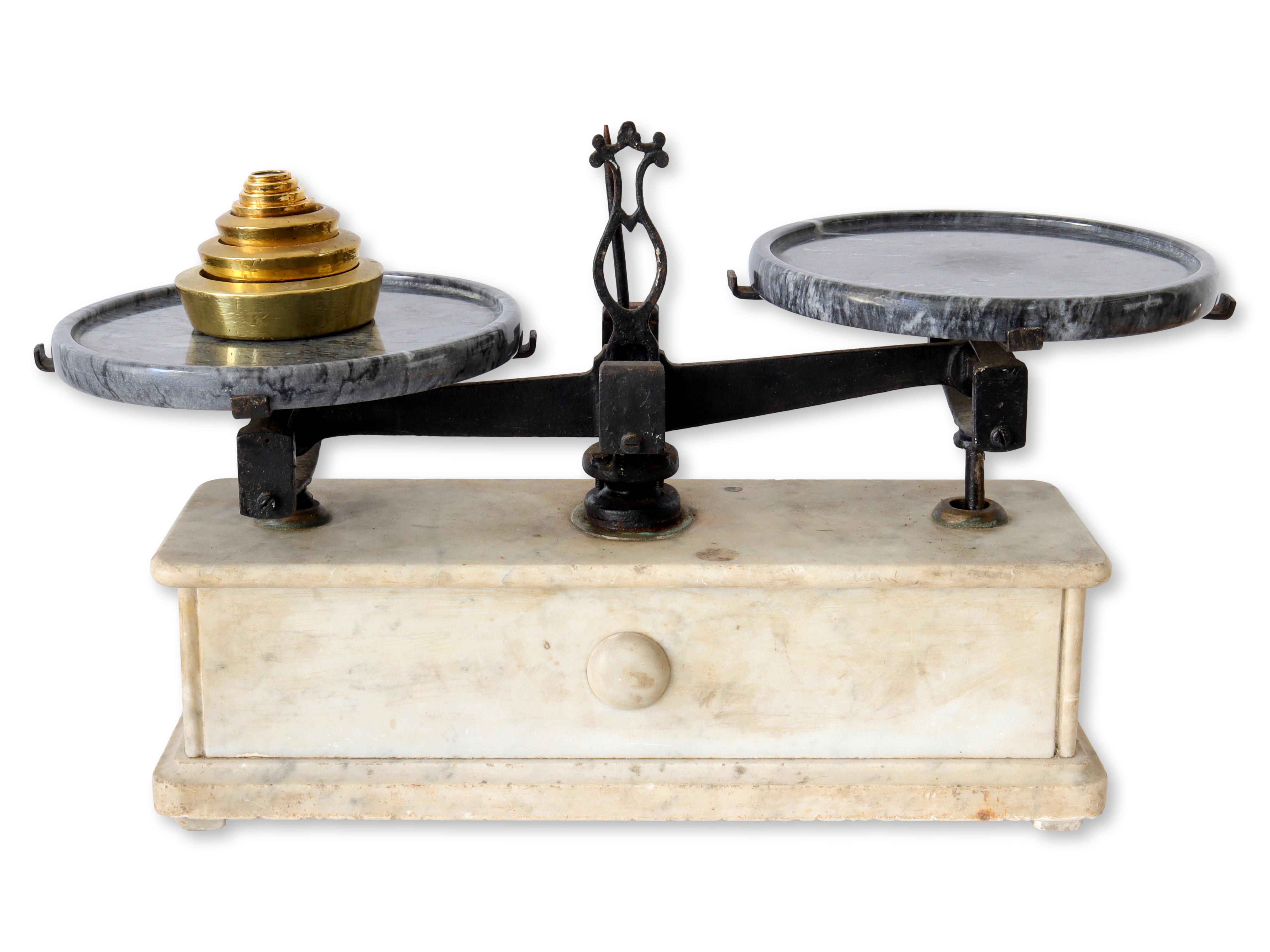 French Marble Balance Scale w/Weights~P77667993