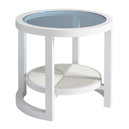 Ocean Breeze Promenade Round End Table, White