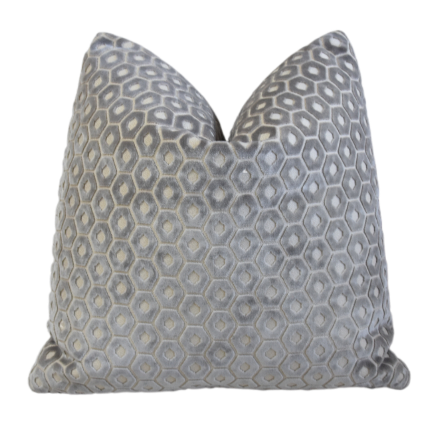 Designer Paloma Gray Cut Velvet Pillow~P77758993