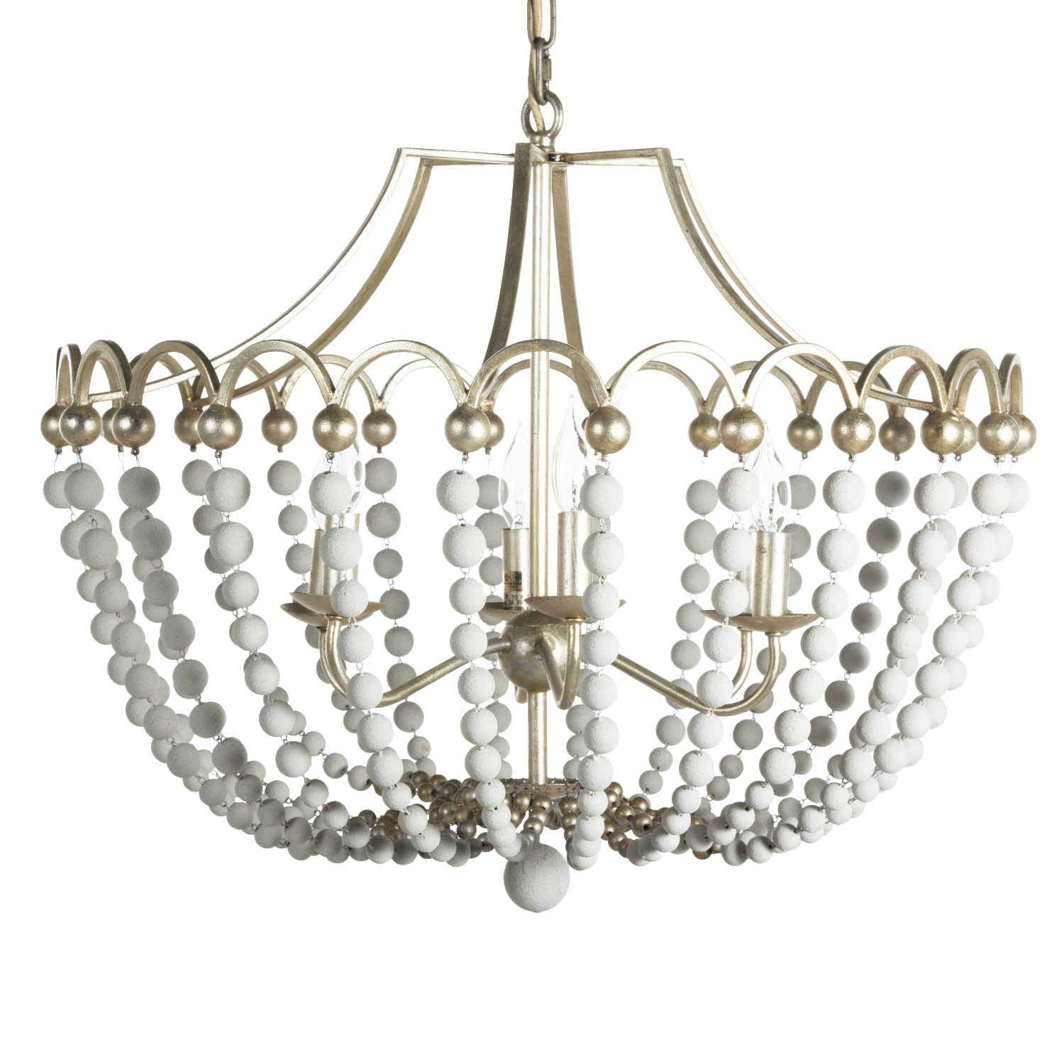 Peggy  Beaded Arch Chandelier, Dove White/Gold