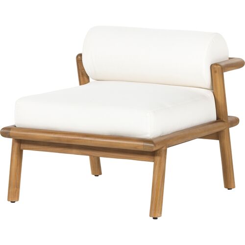 Piper Outdoor Accent Chair, Natural Teak/White~P111118102