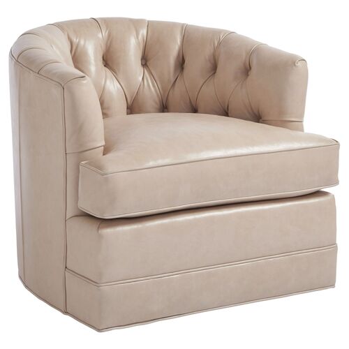 Cliffhaven Swivel Club Chair, Sand Leather~P77471749