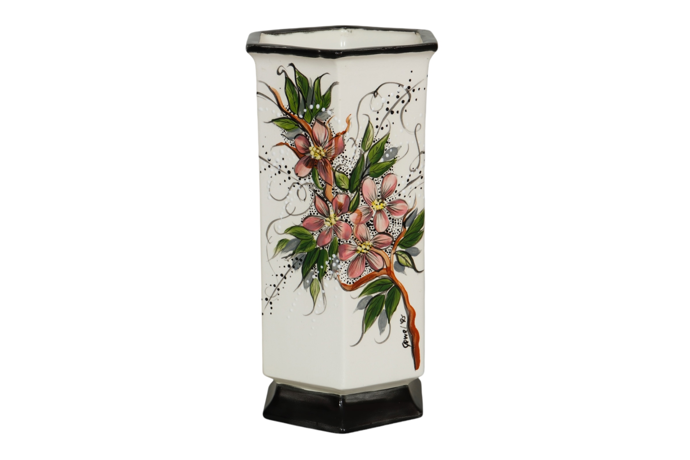 Signed Hand Painted Ceramic Vase~P77711728