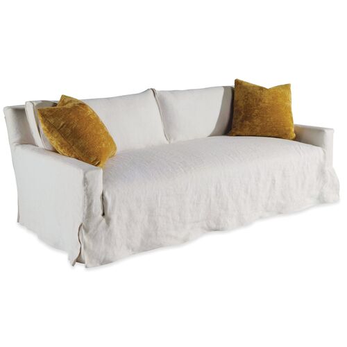 Courtier Slipcovered Sofa, Off-White Linen~P77609580