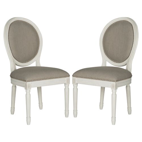 S/2 Haden Side Chairs, Gray Linen~P44636388