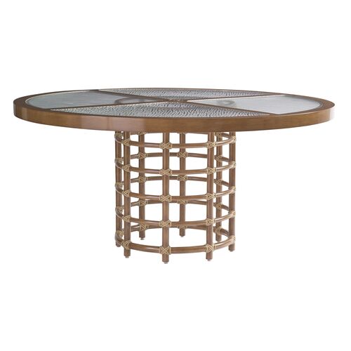 Sandpiper Bay 60" Outdoor Aluminum Round Dining Table, Medium Brown