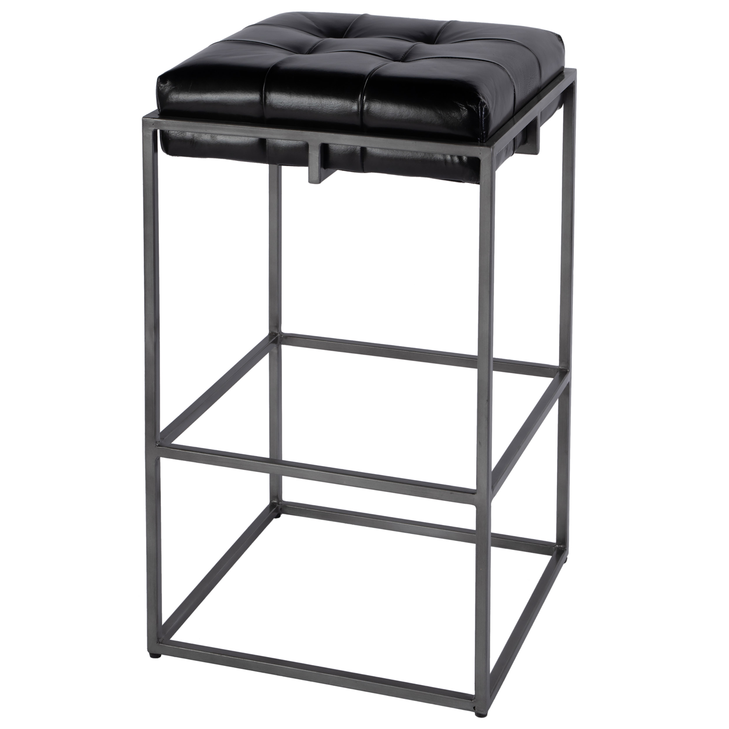 Elowen Bar Height Stool, 31" Seat Height, Black Leather Elowen Bar Height Stool, 31" Seat Height, Black Leather