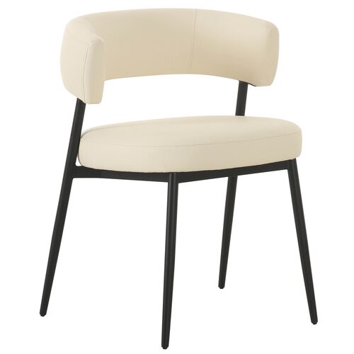 Bella Vegan Leather Dining Chair, Cream