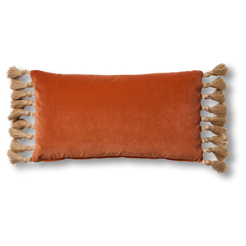Lou 12x23 Lumbar Pillow, Orange Velvet