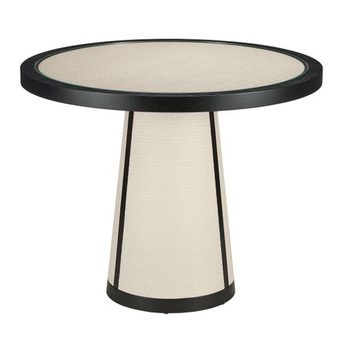 Deanna Raffia Entry Table, Ivory/Black