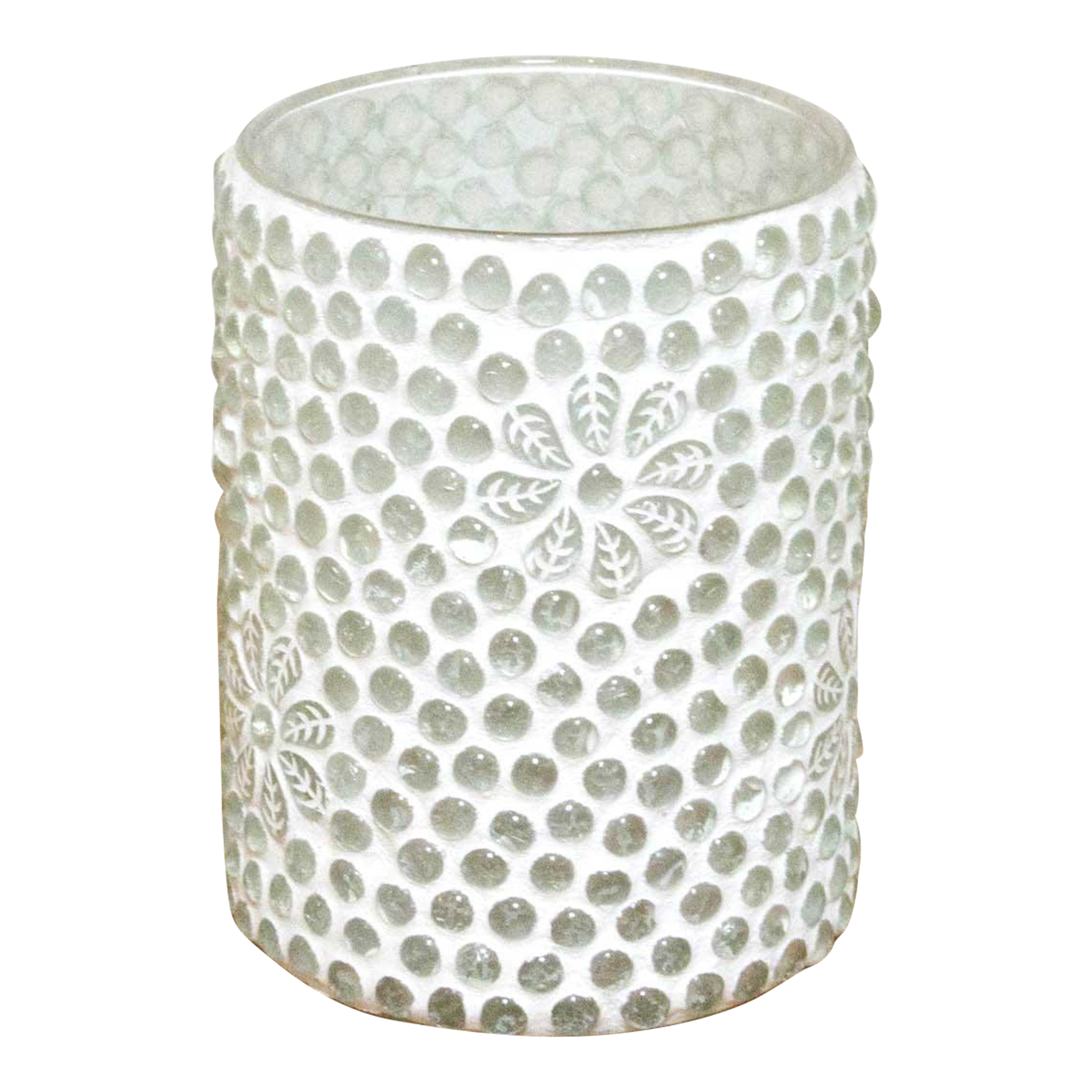 Handmade White Glass Mosaic Votive~P77698641